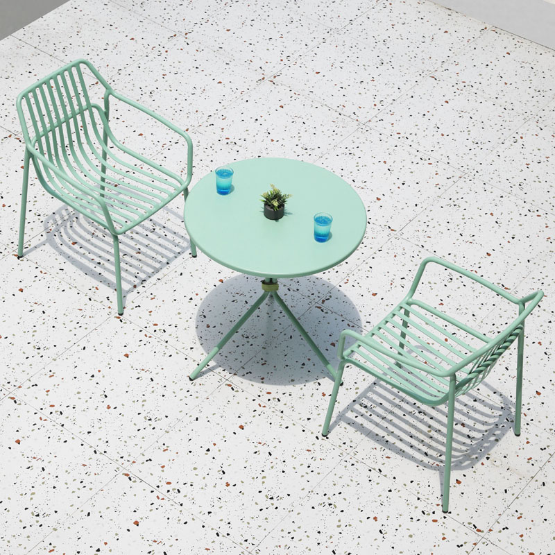 Outdoor Table and Chair Courtyard Internet Celebrity Milk Tea Shop Iron Leisure Chair Cafe Outdoor Garden Balcony Terrace Small Round Table