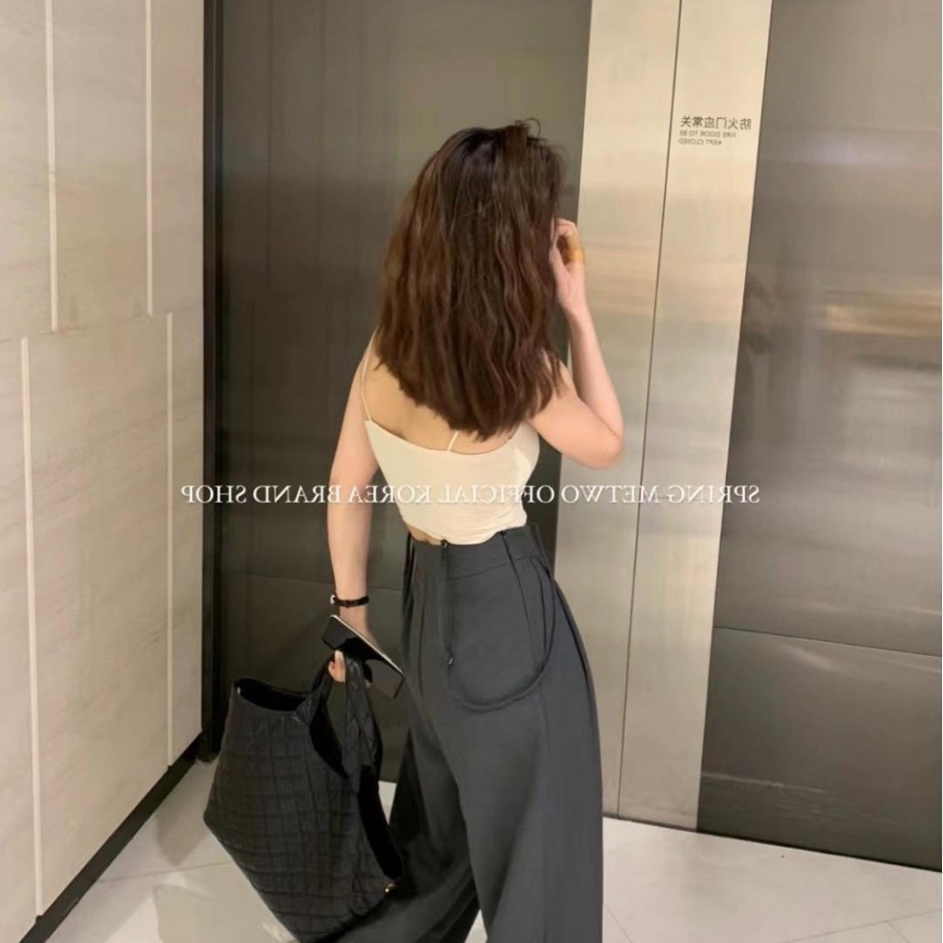 METWO Spice Girls Ice Silk Camisole Women's Belt Chest Pad Beautiful Back Tube Top Inner Wearing Short Underwear for Summer