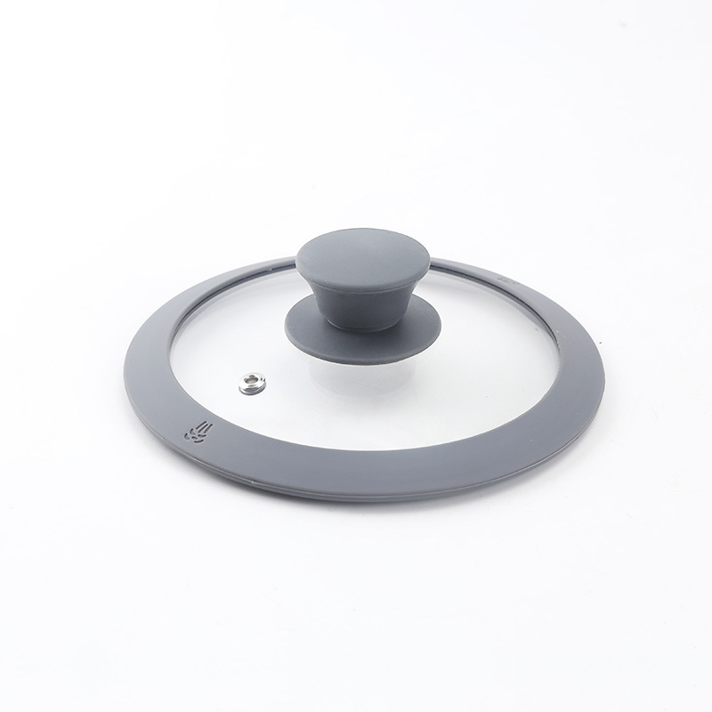 G-Shaped Double-Hole Pot Lid with Heightened Glass Silicone Transparent Curved Tempered Cover, Splash-Proof and Explosion-Proof