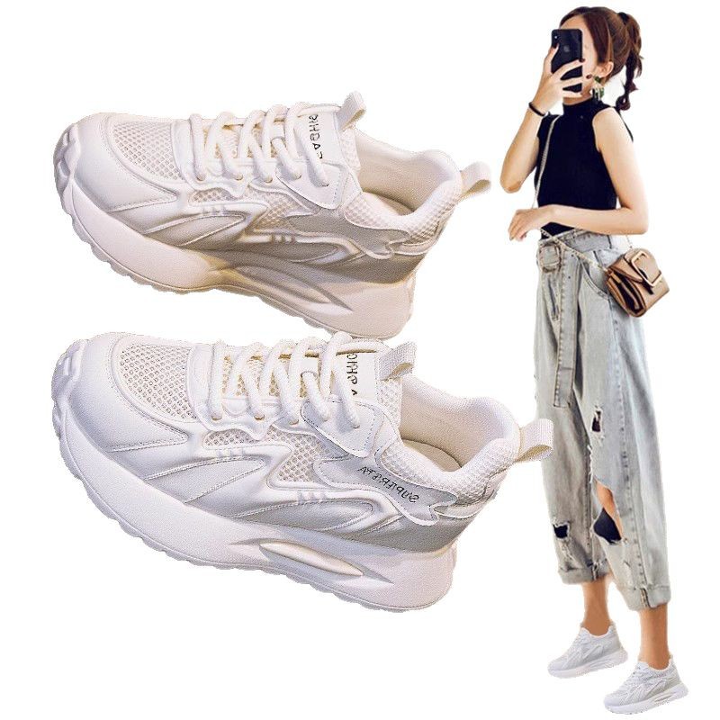 Torre Shoes Women's Mesh Breathable 2025 Spring New Thick-soled Women's Shoes All-match Thin Mesh Shoes Explosions sneaker