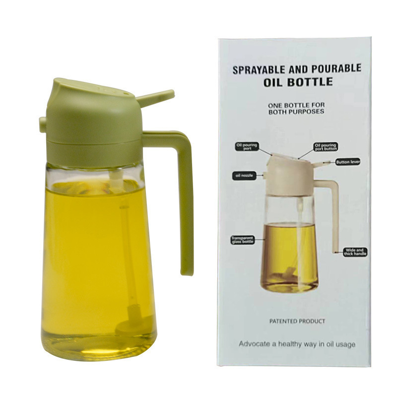 Oil Spray Bottle Kitchen Spray to Dual-Purpose Oil Pot Glass Oil Spray Bottle Household Push-Type Large-Capacity Spray-In-One Oil Pot
