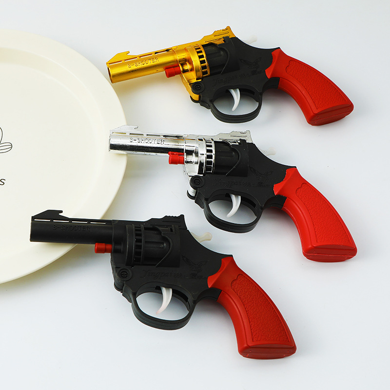 Electroplated Gold and Silver Cannon Gun Sound Paper Cannon Gun Revolver Model 80 Nostalgic Childhood Toy Artillery Gun