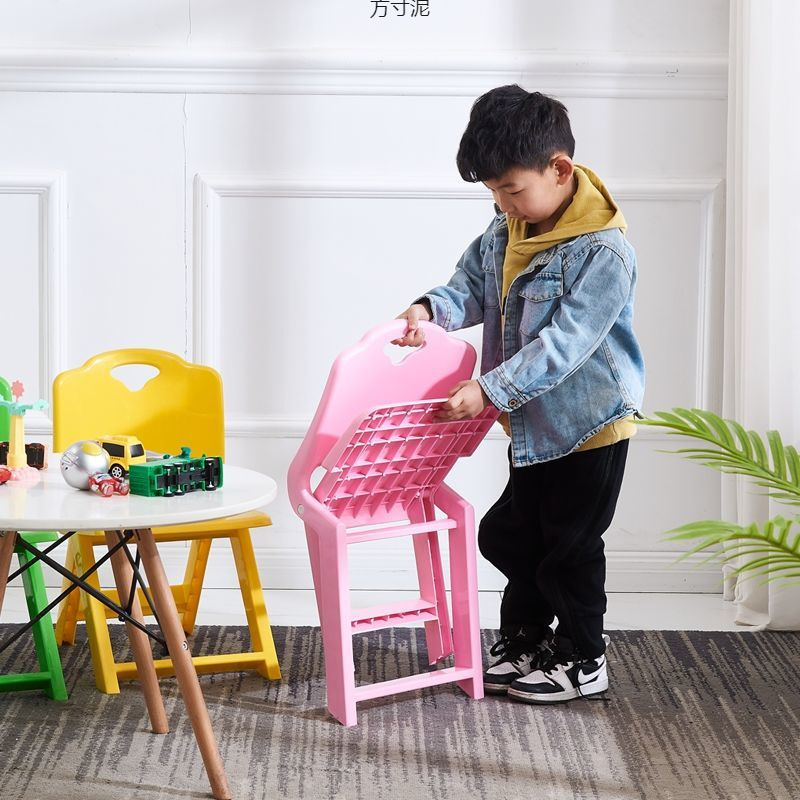 Children's Chair Foldableable Small Chair Studio Small Bench Baby Kindergarten Student 25cm Back Chair Plastic Stool