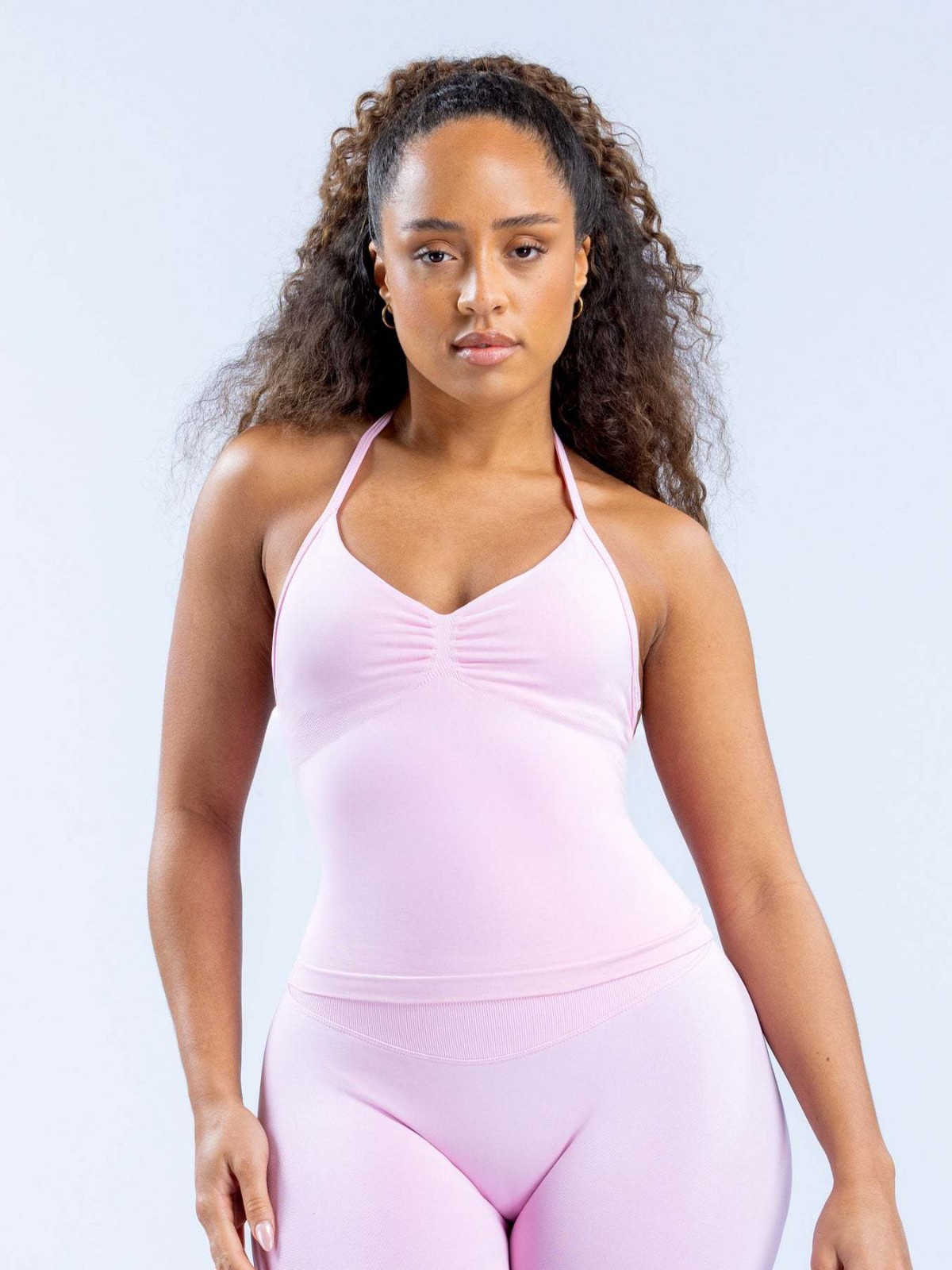 Amazon Three-layer High Elastic Full-extinction Nylon Hanging Neck Beautiful Back Tight Long Vest Seamless Fitness Vest with Chest Pad