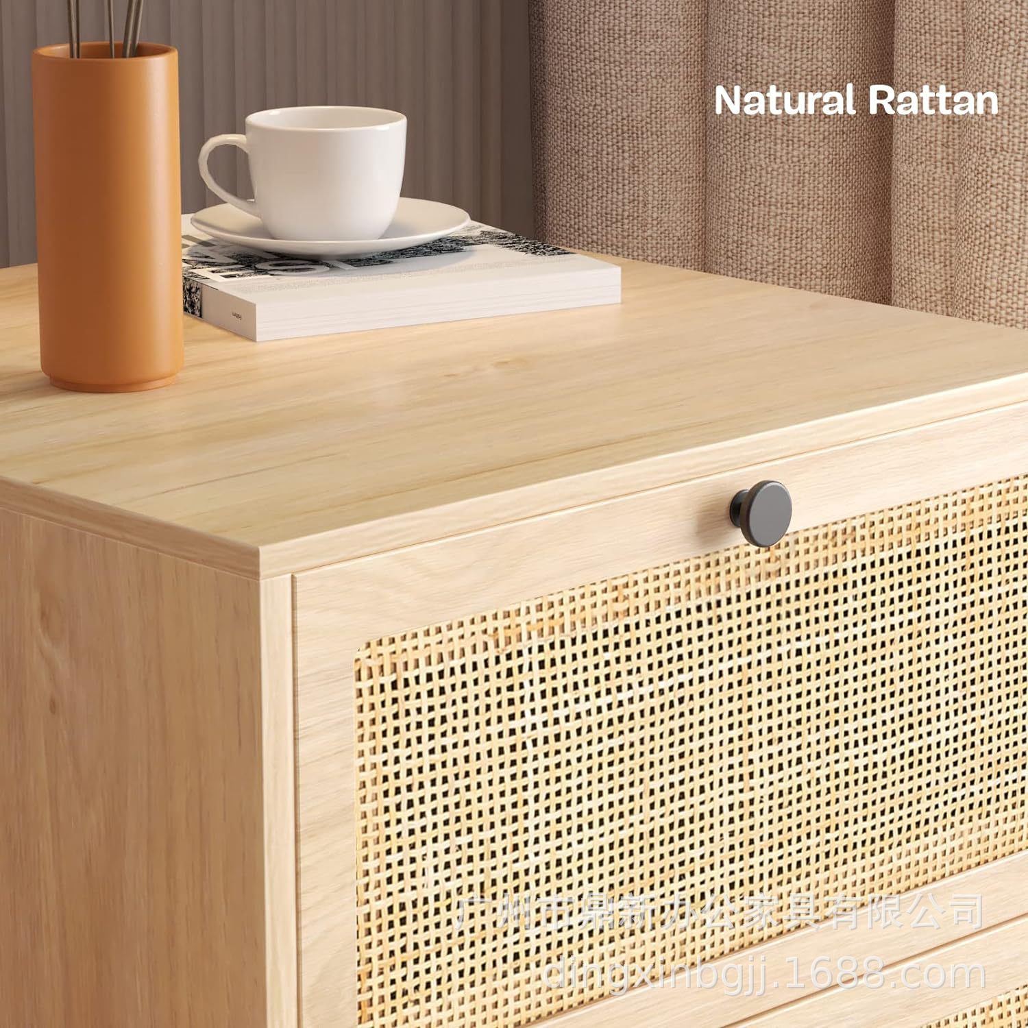 Amazon's Best-Selling Modern and Simple Rattan Bedside Table Set of 2 with 2 Drawers Coffee Table