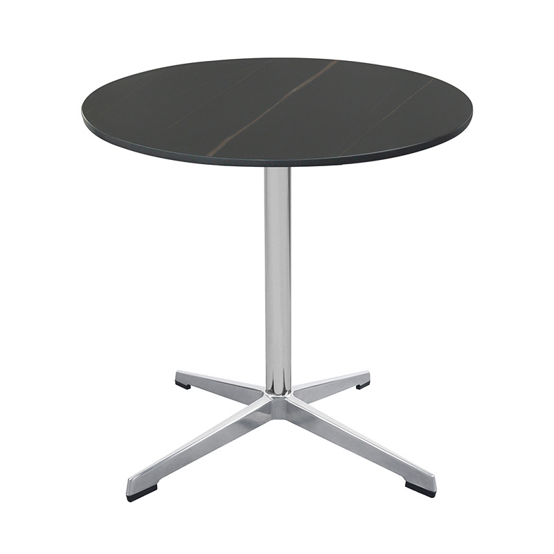 Nordic Light Luxury Aluminum Alloy Negotiation Table Reception Table Coffee Milk Tea Shop Round Slate Table Factory Wholesale