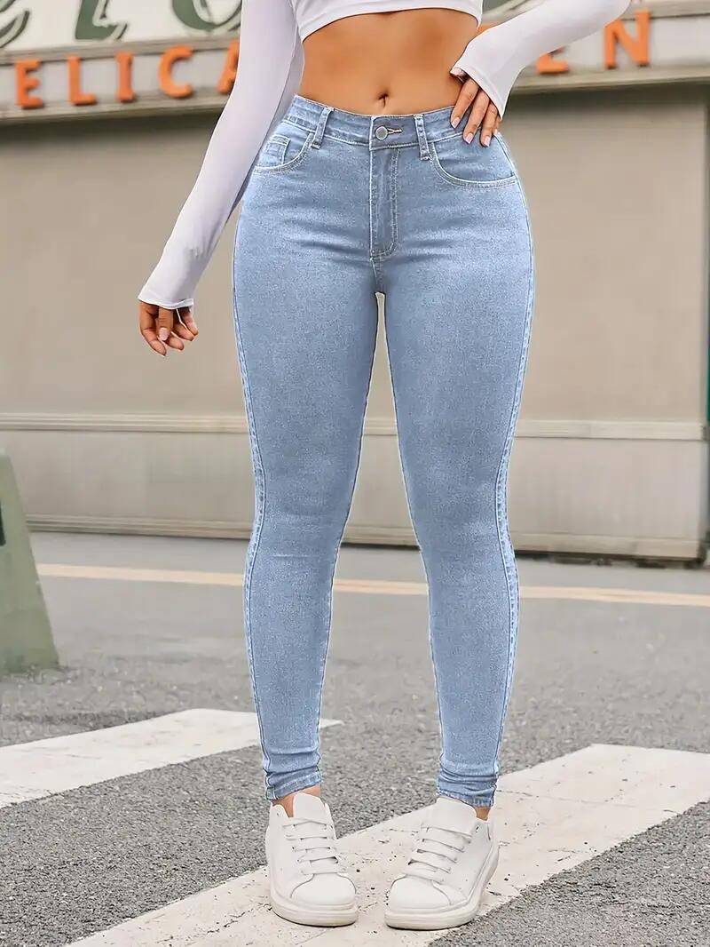Amazon Cross-Border Temu European and American New Tight Elastic Pencil Pants High Waist Women's Jeans