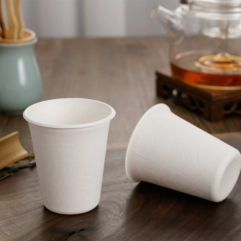 High-end Cane Pulp Disposable Paper Cup Household Thickened Cup Commercial Office Cup Tea Cup Hot Drink Mouth Cup