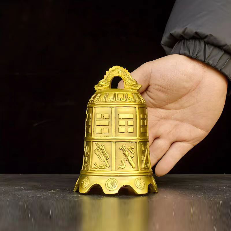 Pure Copper Bell Pendant Big small size Eight Treasures Copper Bell Eight Diagrams Copper Bell Dark Eight Immortals Peace Bell Home Eaves Jewelry