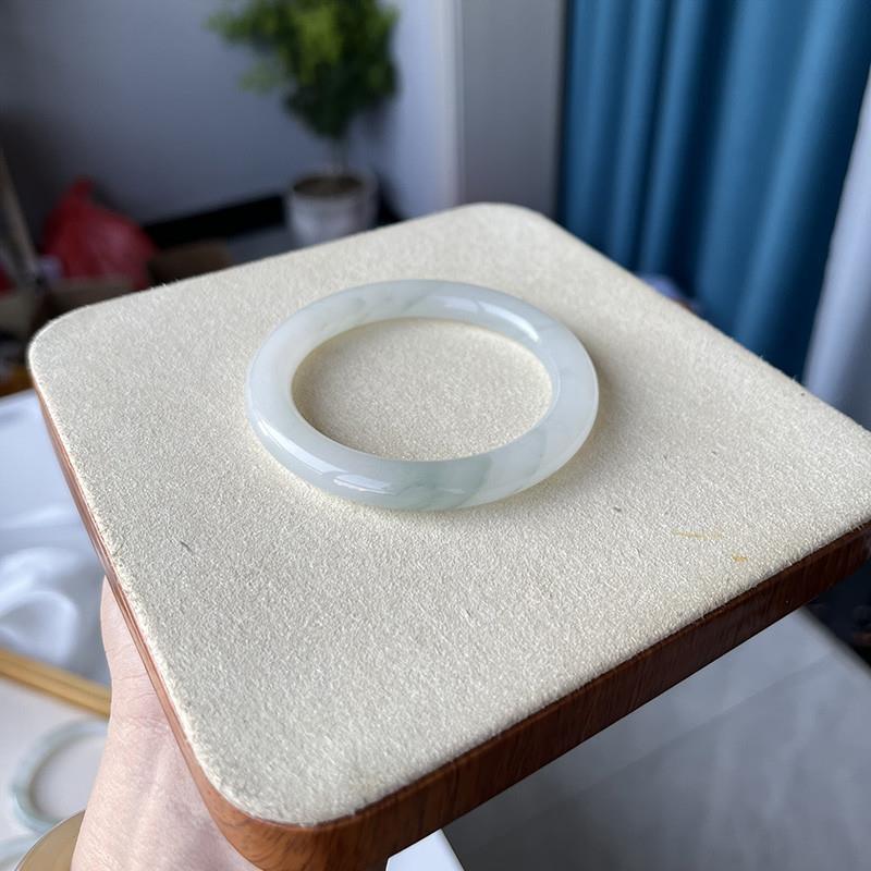 Natural Tianshan Bracelet Round Strip Snow Jade Bracelet Girls' Thin Round Strip Unknown Spring Flower Bracelet Jade Bracelet