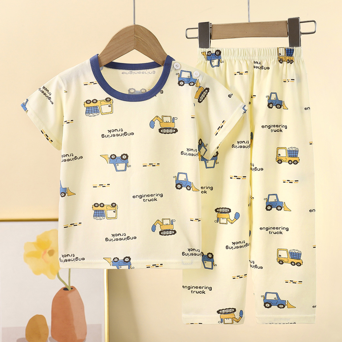 Short-Sleeved Suit Pure Cotton Summer Baby Boy Home Clothes Clothes Girls Pajamas Wholesale