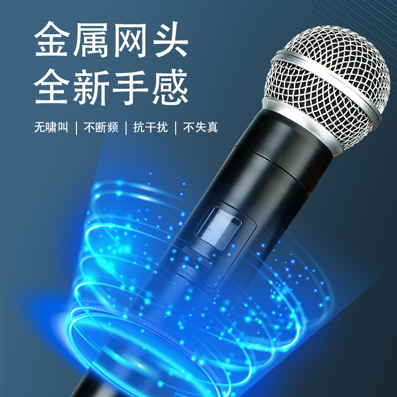 Dynamic Handheld Microphone One-to-Two Home Computer Karaoke Song Conference Stage Performance Professional Wireless Microphone