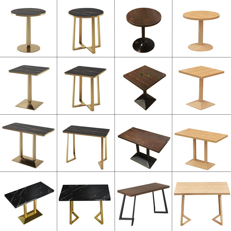 Casual Coffee Western Restaurant Milk Tea Shop Table and Chair Imitation Marble Rock Board Table Fast Food Restaurant Canteen Solid Wood Dining Table and Chair
