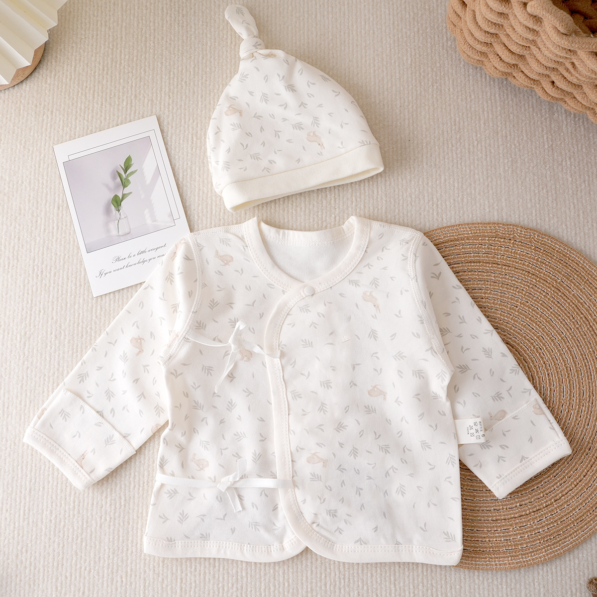 Baby Half-back Lace-up Spring and Autumn Pure Cotton Newborn Monk Suit Boneless Dig-back Top Baby Four Seasons Clothes