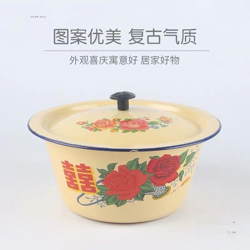 Enamel Pot for Hog Oil Household Ejiao Pot for Lard Butter Household Meat Oil Enamel with Lid High Temperature Sealing Jar