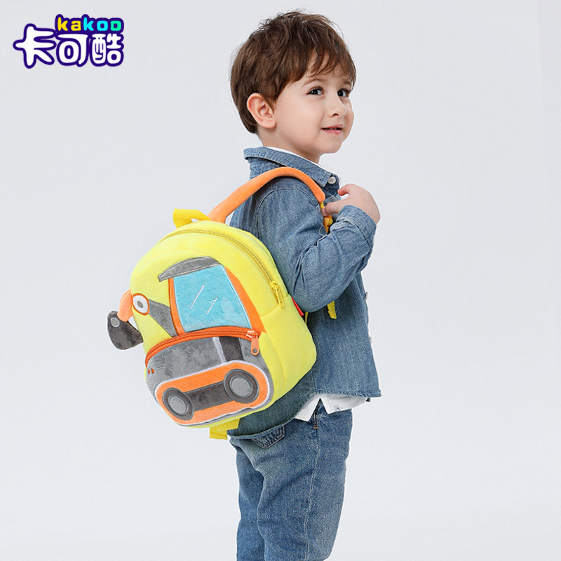 Cute engineering truck excavator dump truck cartoon plush backpack men's and women's children's bag backpack manufacturers