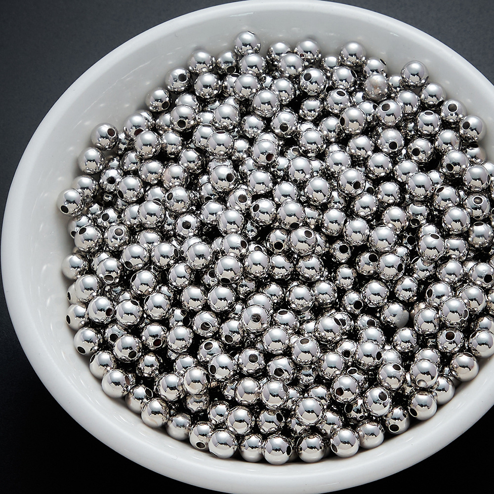 Brass Plated Strong Color Retention Glossy Gold Beads Round Beads Spacer Beads String Beads Glossy Bracelet DIY Jewelry Accessories