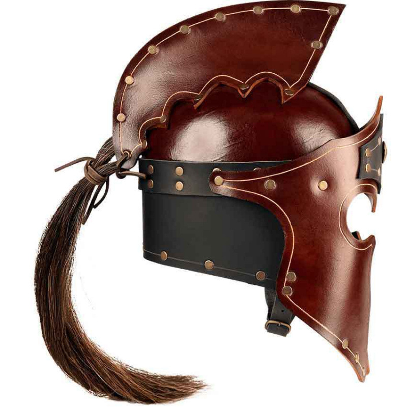 2024 Cross-border Foreign Trade New European and American Retro Amazon Medieval Renaissance COSPLAY Leather Helmet