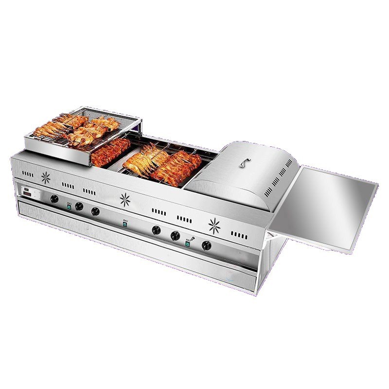 Rock Chicken Oven Automatic Rotating Orleans Smokeless Gas Charcoal Barbecue Cart Grilled Chicken Legs and Wings Commercial Oven