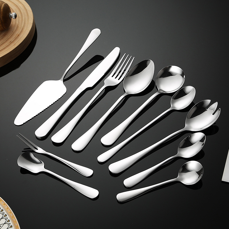 1010 full series stainless steel tableware Western steak knife fork spoon dessert spoon ice spoon hotel public dish spoon
