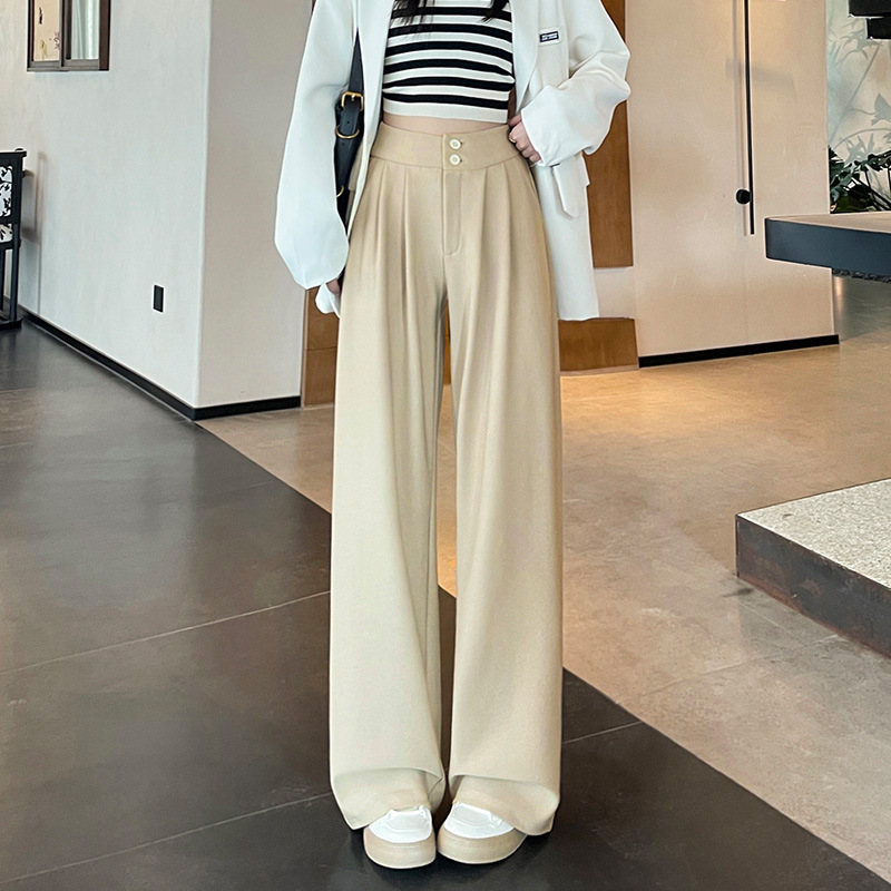 chubby girl plus size suit pants women's 2025 spring and autumn new loose slimming draped narrow version wide leg straight pants