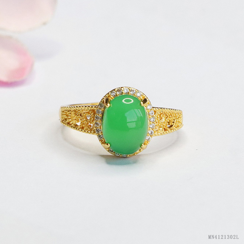 Кольцо из натурального агата As Yu, кольцо из зеленого халцедона, оптовая продажа, MN4121302L