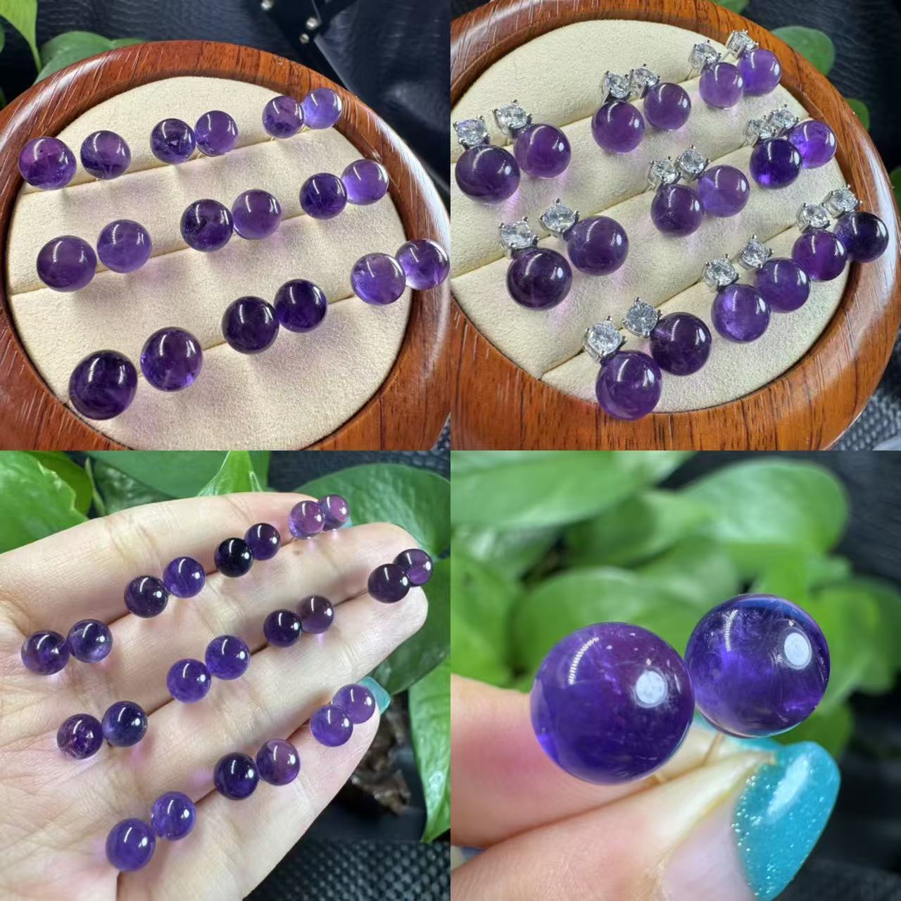 Серьги из натурального аметиста, простые серьги в форме круглой бусины, установка из серебра S925, доступная оптовая продажа