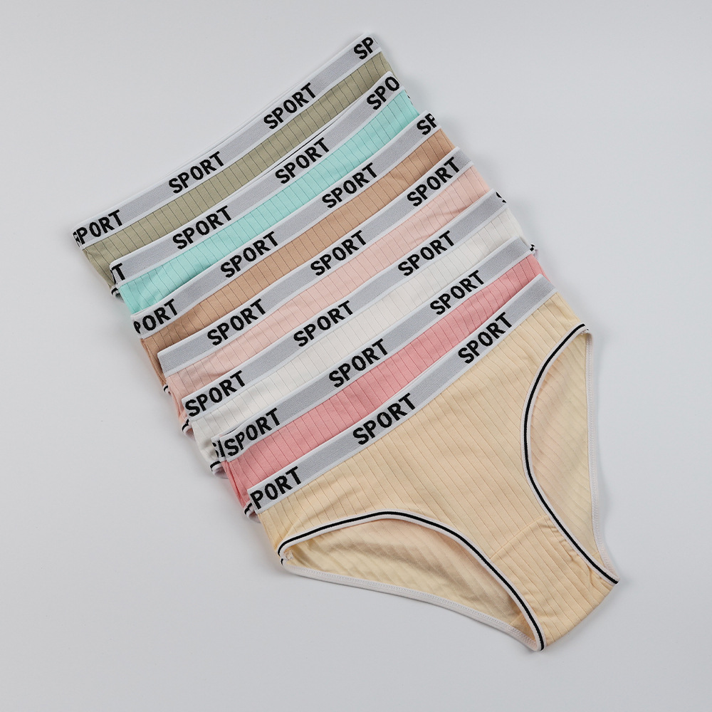 Cross-Border Large Size Underwear Women's Pure Cotton Sports Letter Women's Underwear Briefs Threadedтру Akkaки