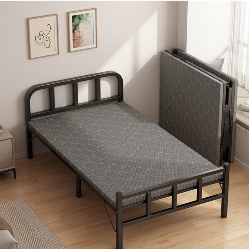 Single Office Nap Bed Rental Room Nap 1.2m Hard Plate Iron Frame Bed Multi-Functional Bed Foldableing Bed