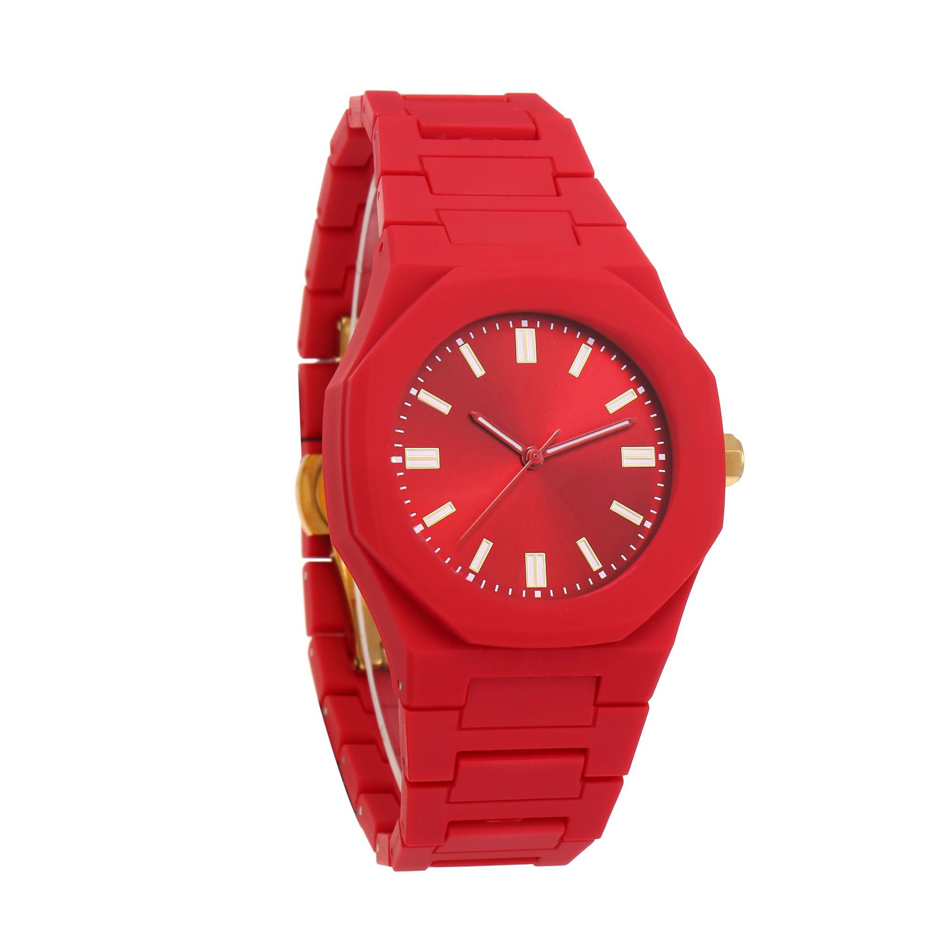 2024 Cross Border Dopamine Candy Color Silicone Watch High Grade China Red Waterproof Octagon Quartz Watch