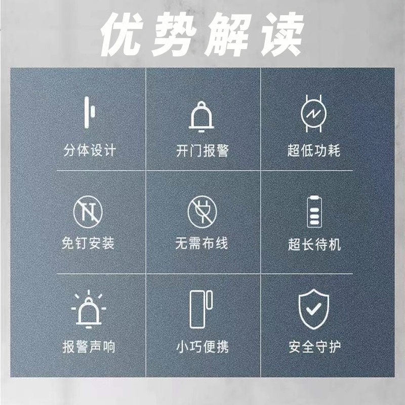 Household door and window alarm entrance door security door magnetic induction alarm window anti-thief door opening and closing reminder