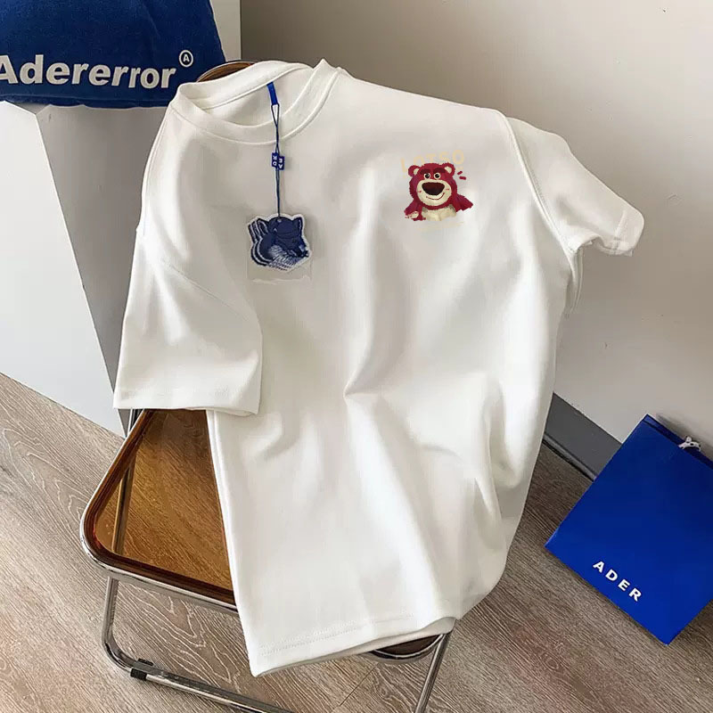 Новая тяжелая хлопковая футболка с коротким рукавом для женщин, лето 2025, ретро, высококачественная, стильная пара