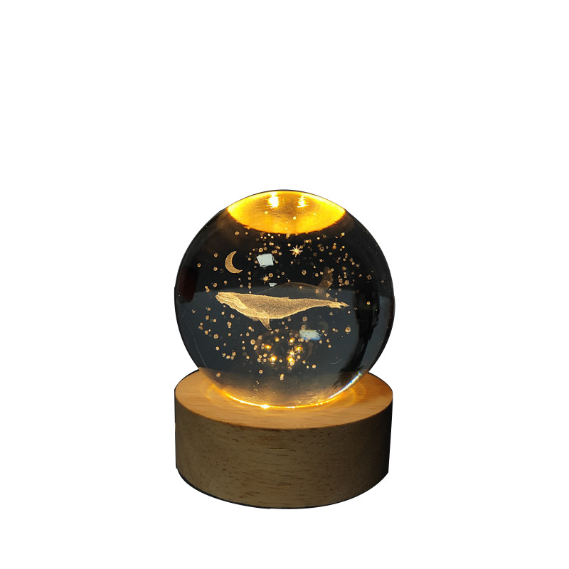 Internet Celebrity Crystal Ball Stereo Carved Night Light USB Remote Control Atmosphere Creative Decorative Light Company Event Gift Light