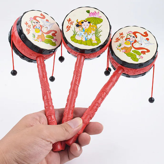 Детские игрушки ручная барабанная погремушка новорожденные образовательные игрушки ностальгическая классическая погремушка