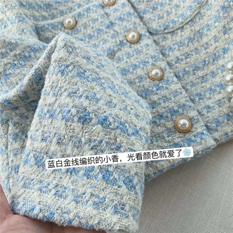 Tweed Style Woven Jacket for Women Spring and Autum 2025 New Elegant Loose Pearl Button Cardigan Fashionable Short Top
