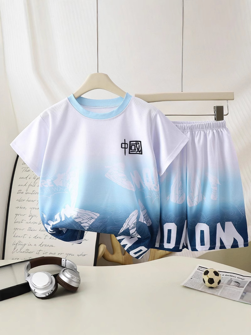 Factory direct supply handsome quick-drying basketball suit short-sleeved suit children's baby clothes for boys and girls outdoor sportswear
