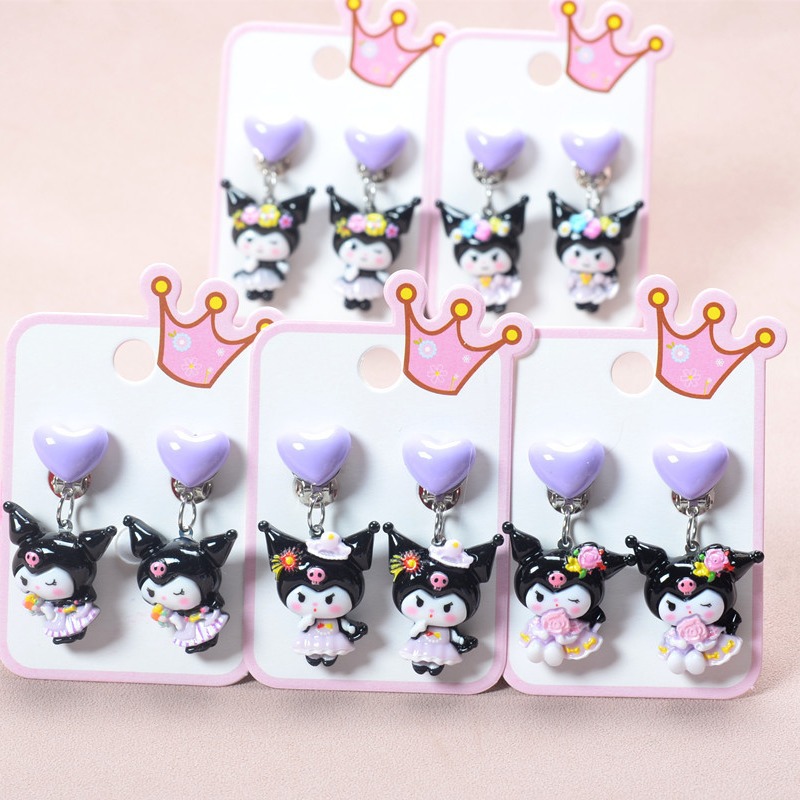 2024 new no hole ear clip kulomi children's fun online red children's cat cartoon bangs hair clip wholesale