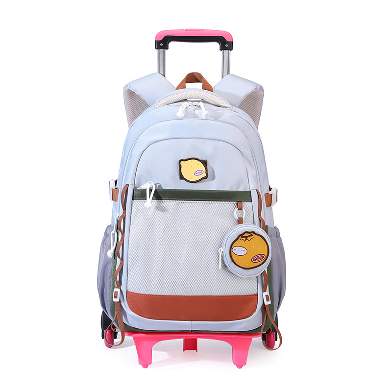 Natural Fish Fashionable and Simple Large-Capacity Trolley School Bag for Primary School Students in Grades 1-4, Universal for Boys and Girls, Water-Repellent