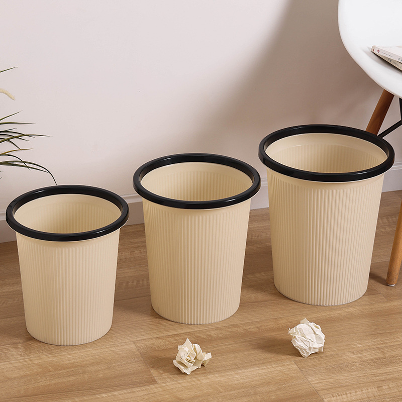 Trash Bin Household Large Living Room Bedroom Kitchen Toilet Bathroom Trash Bin Office with Pressure Ring Small Trash Basket