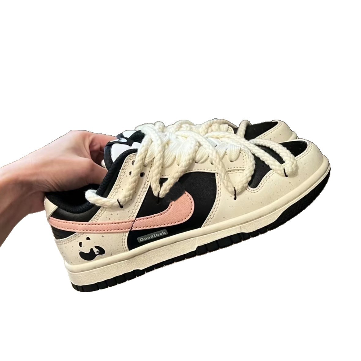 Pure Original Dunk Blueberry Cheese Red Panda Splash Ink Distressed Hemp Rope Deconstructed Low-Top Sneakers Couple Casual Sports Shoes