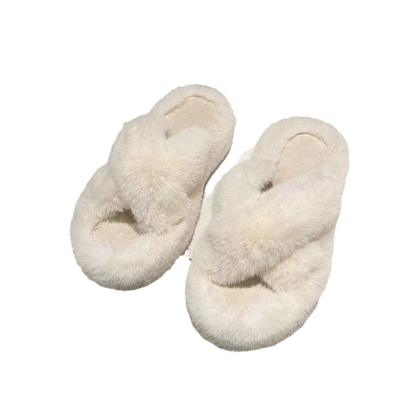 Furry Slippers for Women's Outer Wear 2025 New Korean Style Ins Trendy Shoes Autumn and Winter 2024 Home Cotton Slippers Spring and Summer