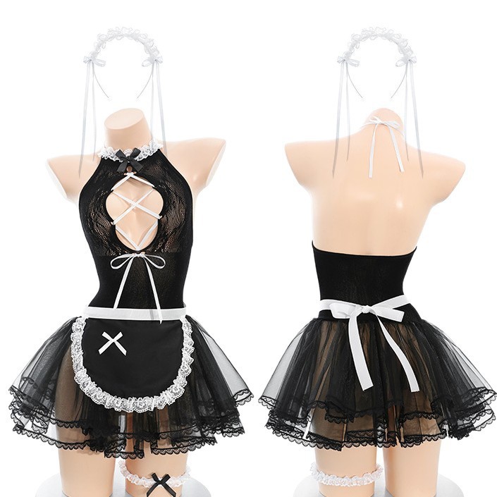 Sexy Lingerie Hot and Sexy Maid Tutu Skirt Uniform Pure Lust Style Easy to Tear Patchwork Straps Delicate Maid Outfit