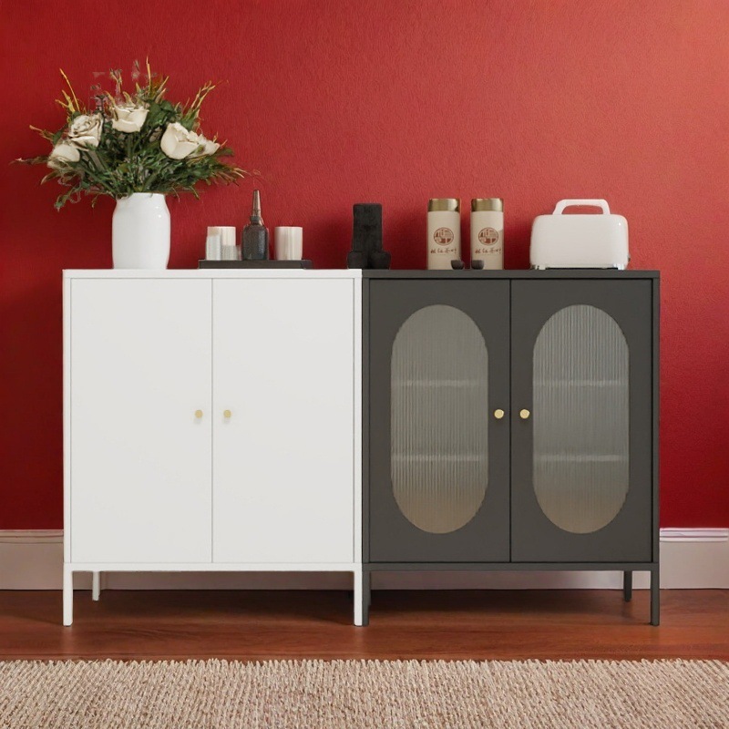 Wine Cabinet, Tea Cabinet, Iron Cabinet, Iron Art Sideboard, Double-Door Iron Cabinet, Floor-Standing European-Style Simple Storage Cabinet