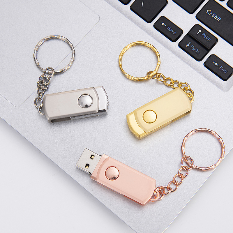 Small Fat Rotating USB Flash Drive in Stock Logo Creative Metal Engraving 32g Corporate Gift 16g Mobile Phone Car 8 USB Flash Drive