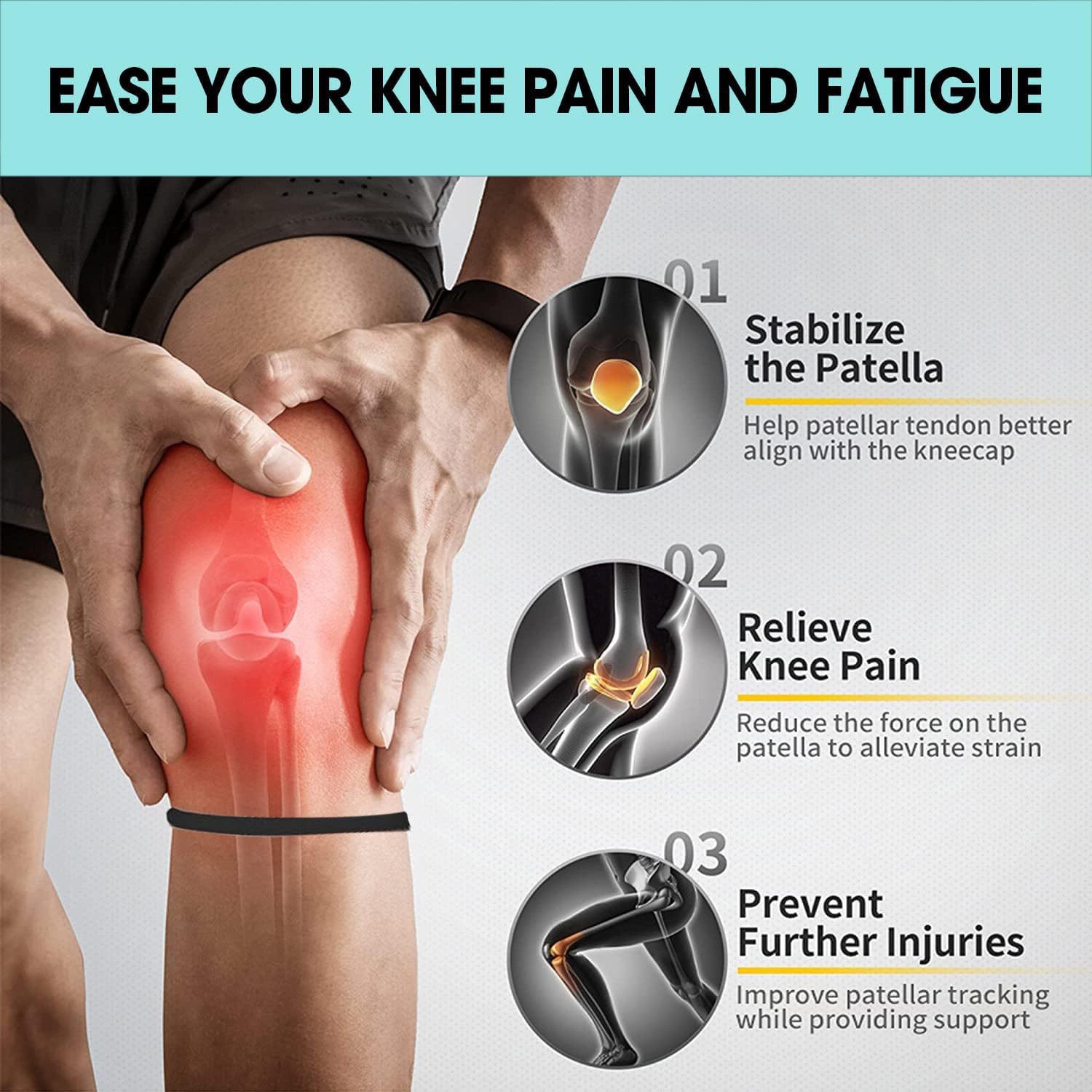 Patella Tendon Silicone Stabilizer Knee Protection Belt Elastic Rope Skipping Running Basketball Lightweight Breathable Support Belt