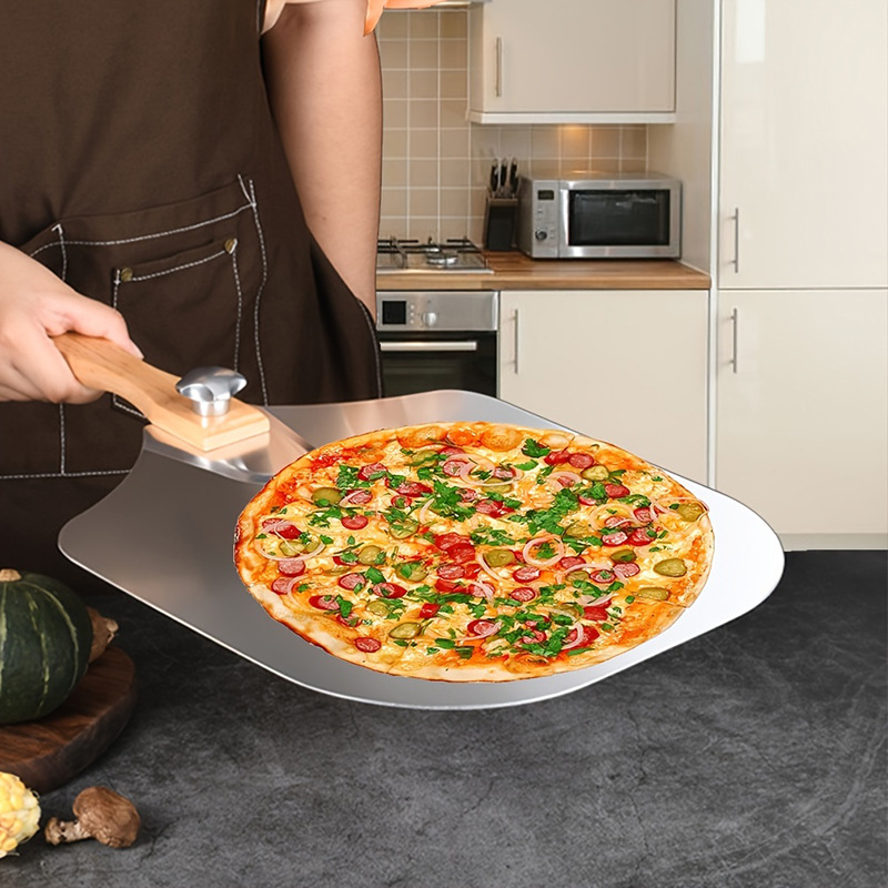 pizza Shovel Rotating Folding Aluminum Shovel pizza peel Pan Baking Food Transfer Shovel Removable Shovel Cake Tray