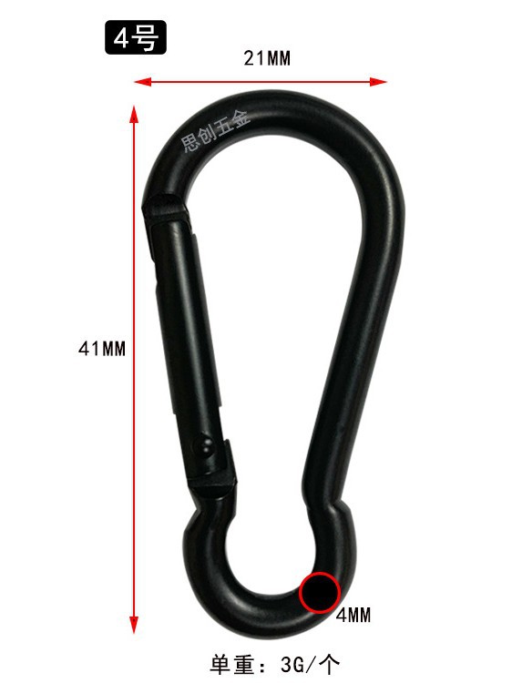 Алюминиевый сплав наружный карабин грушевидный крючок для багажа и одежды черный D-образный плоский провод логотип карабин