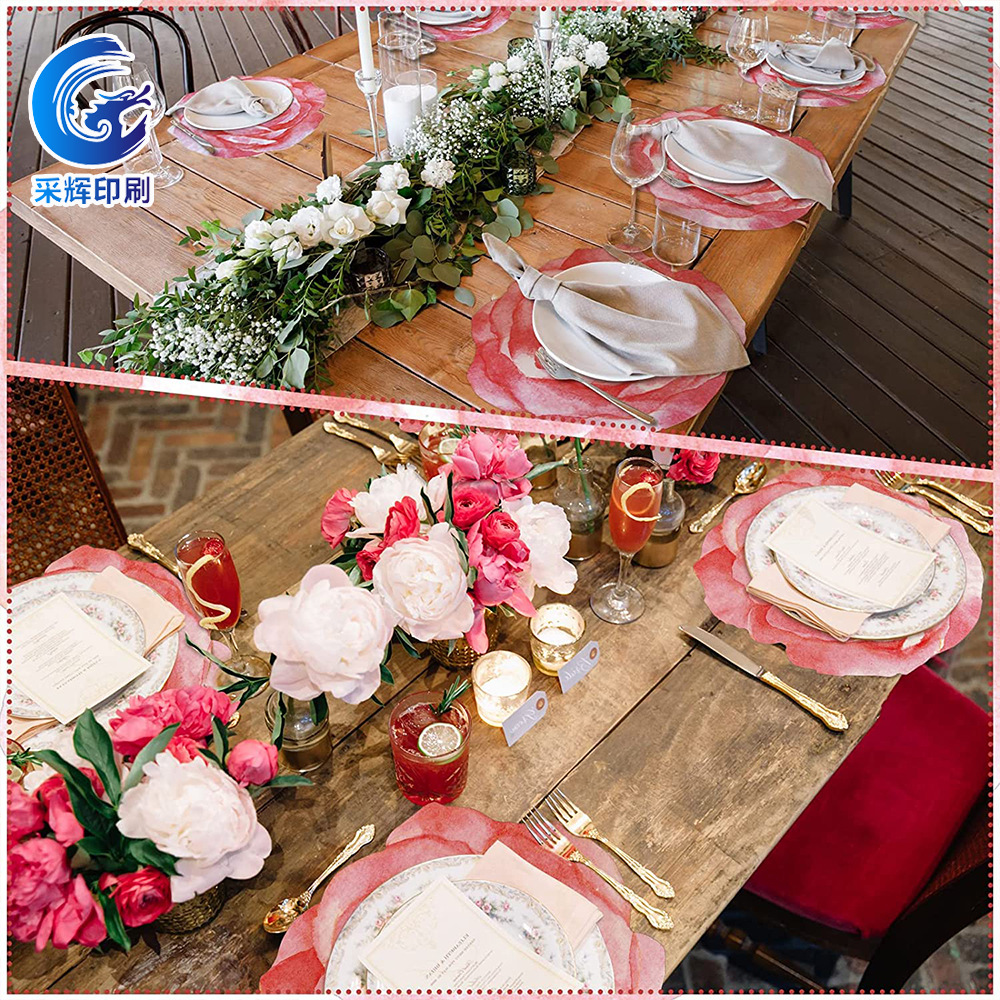 Disposable Mat Paper Household Cross-border Amazon Western Mat Paper Sunflower Rose Table Mat Dining Table Mat