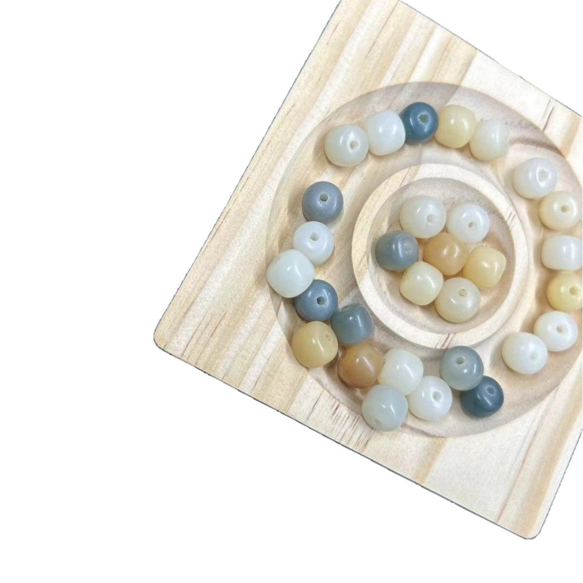 Natural Indonesian White Jade Bodhi Root Dry Milled Wax-Free Bodhi Root Bucket Bead Scattered Bead Bodhi Zi Buddha Bead Handstring Wholesale