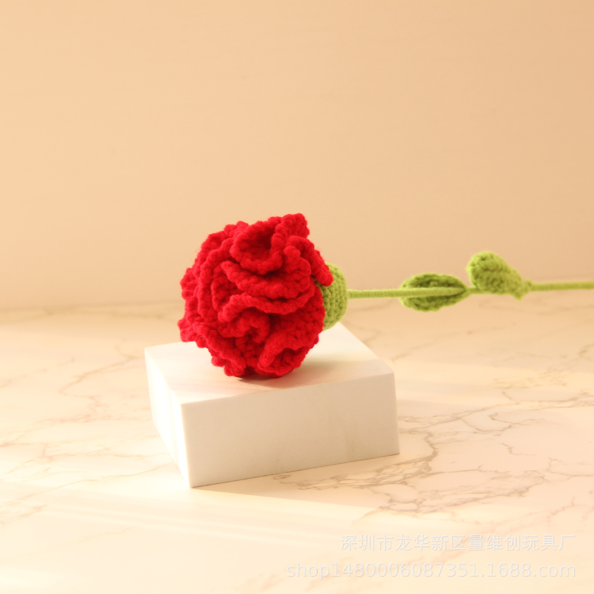 Handmade wool woven artificial flower carnation with packaging three or eight holiday gift Mother's Day gift home decoration